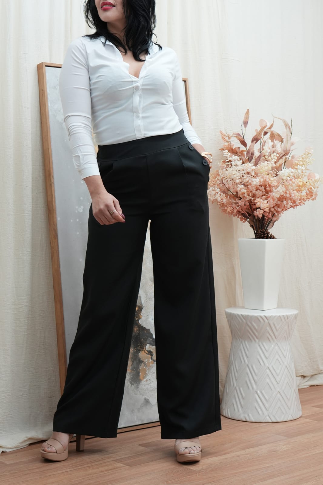 PANTALON SASTRERO CON CIERRE INVISIBLE Y BOTONES BOLSILLO LIMA