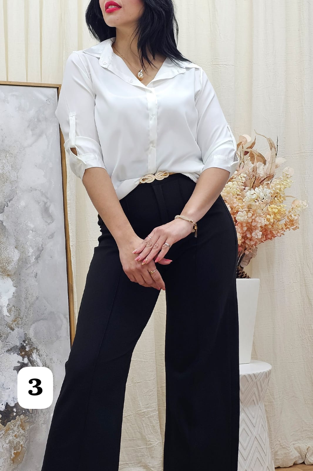 Camisa de saten lisa sin Bolsillos manga larga penny