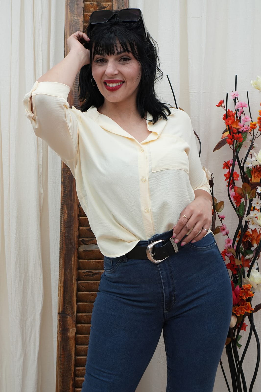 Camisa clasica de Cey manga 3/4 un bolsillo Geily
