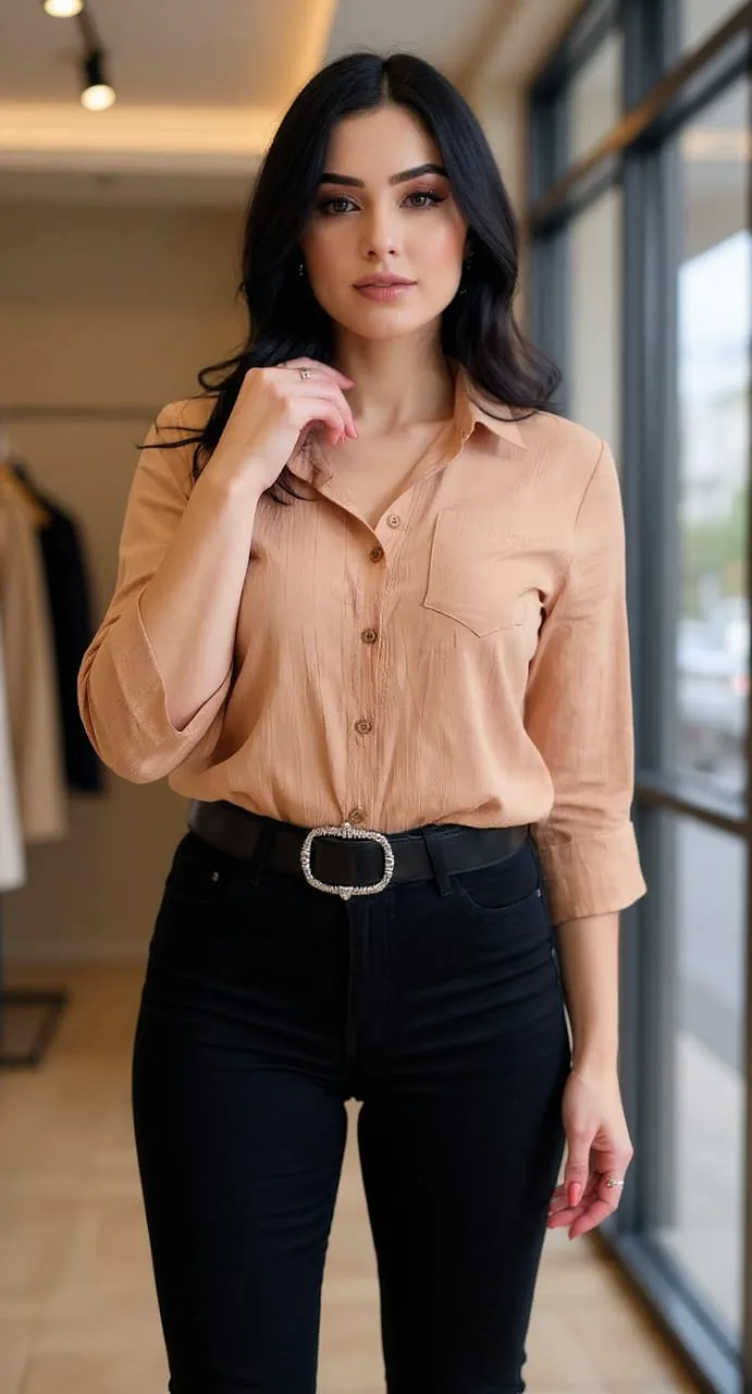 Camisa manila manga 3/4 Abertura  atrás noah