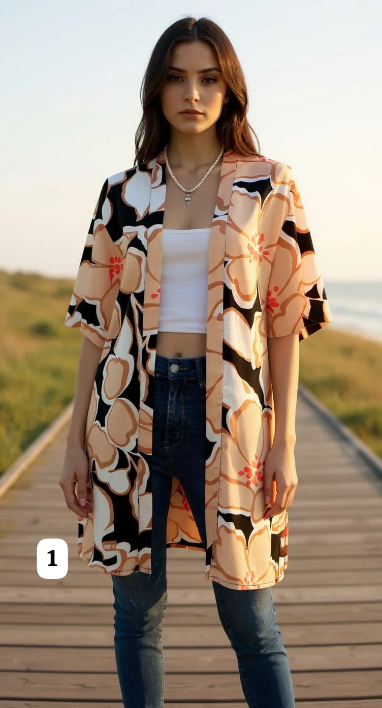 Kimono fibrana estampado lili