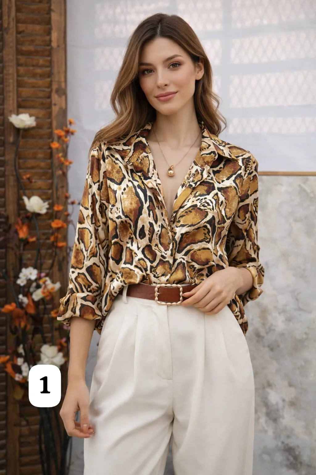 CAMISA SATEN PREMIUM ESTAMPADO M/L EMI