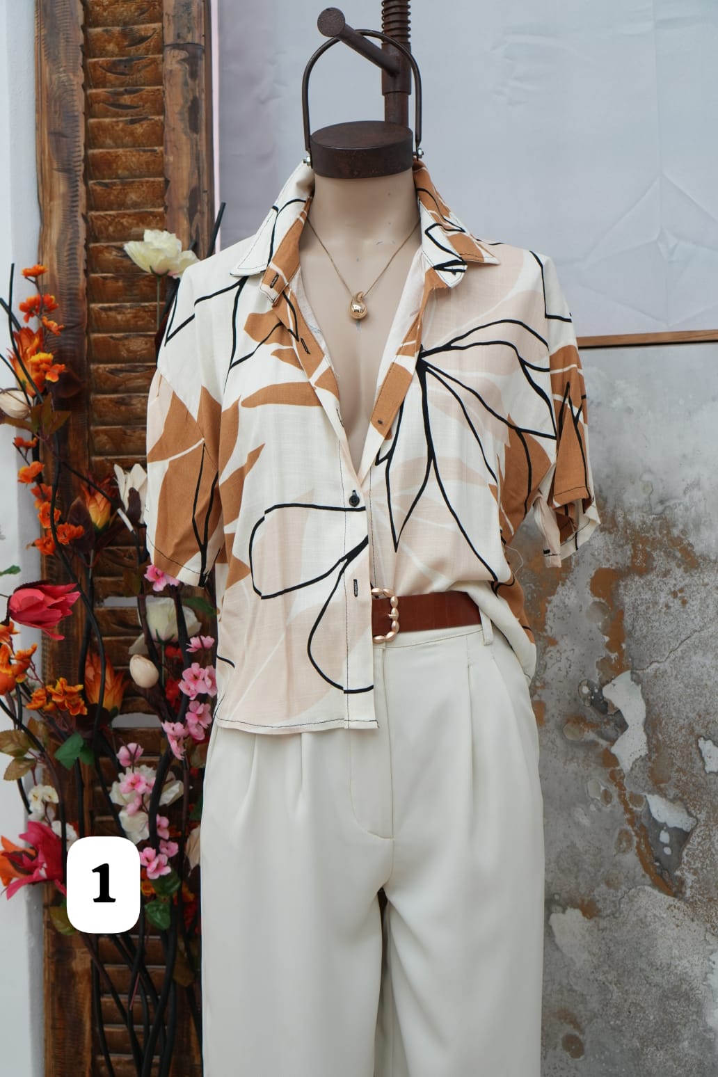 Camisa corta hawaiana de lino estampado eri (PARTE 1)