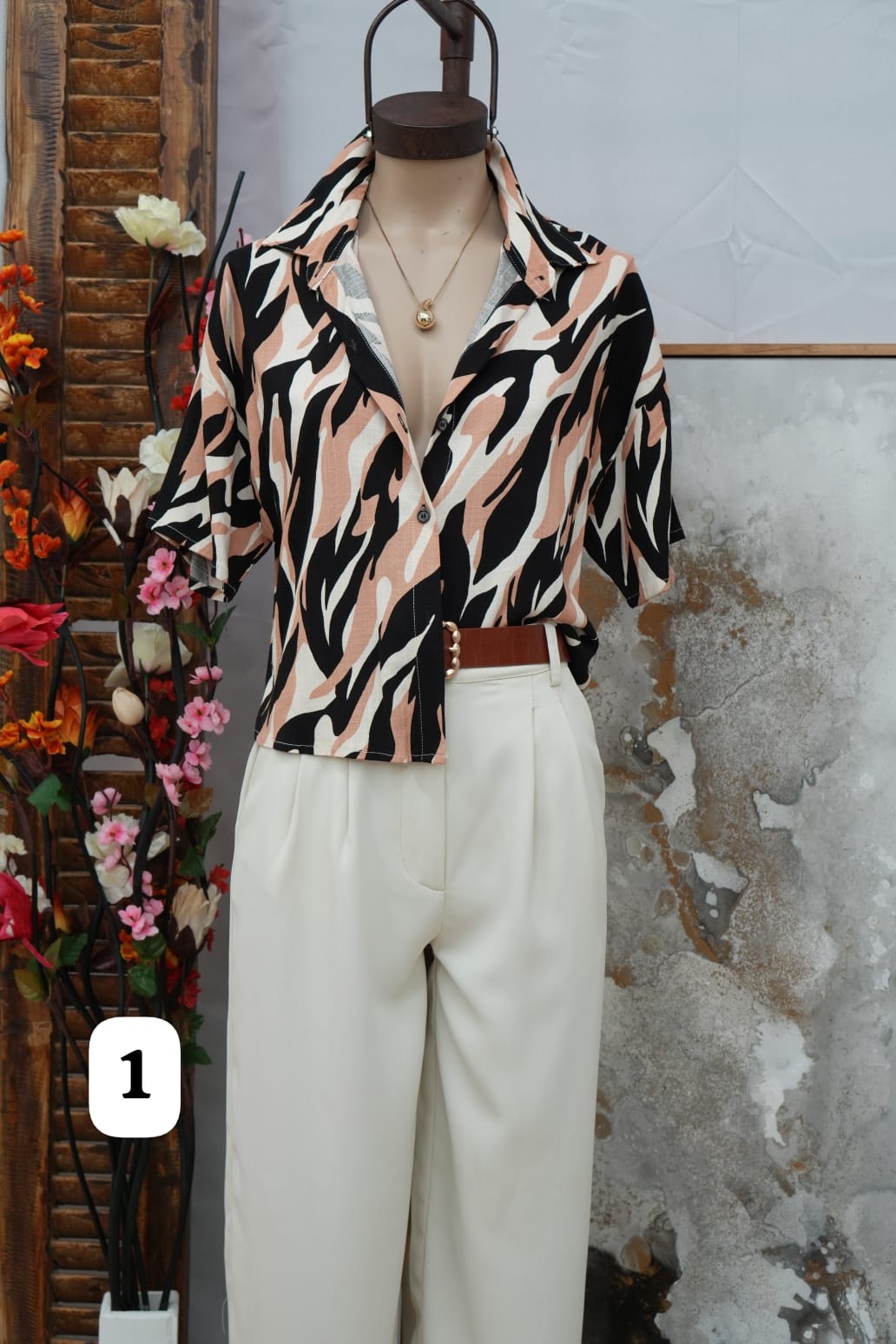 Camisa corta hawaiana de lino estampado eri (PARTE 2)