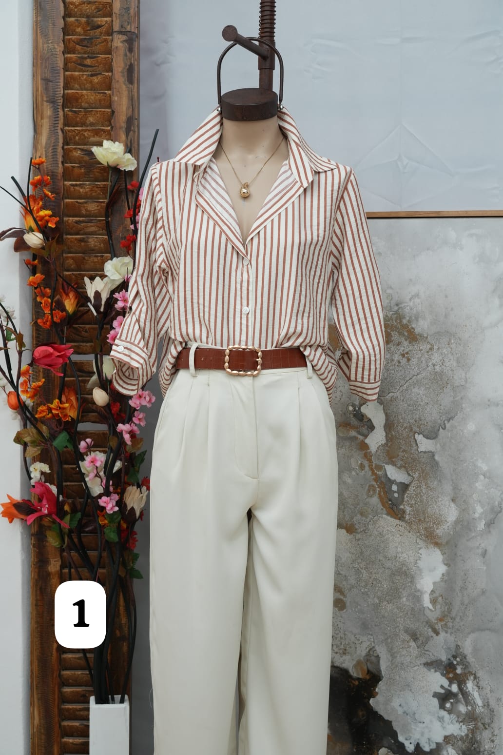Camisa clasica Tela emilia Rayada manga 3/4