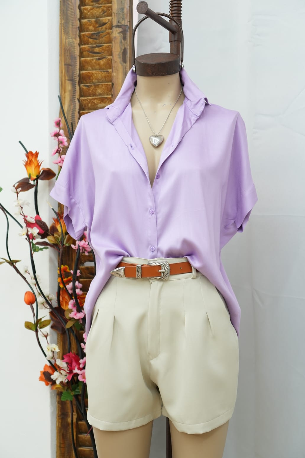 Camisa fibrana h/caido sin bolsillo con pinzas atras
