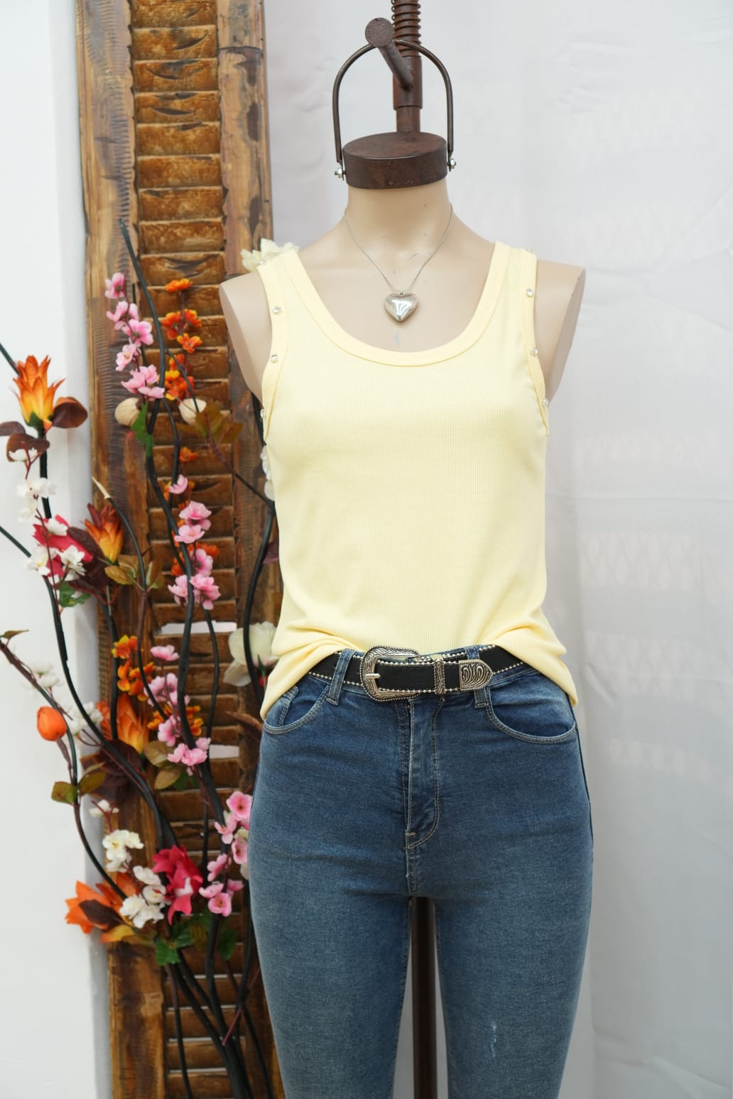 Musculosa bretel grueso morley con Piedreria
