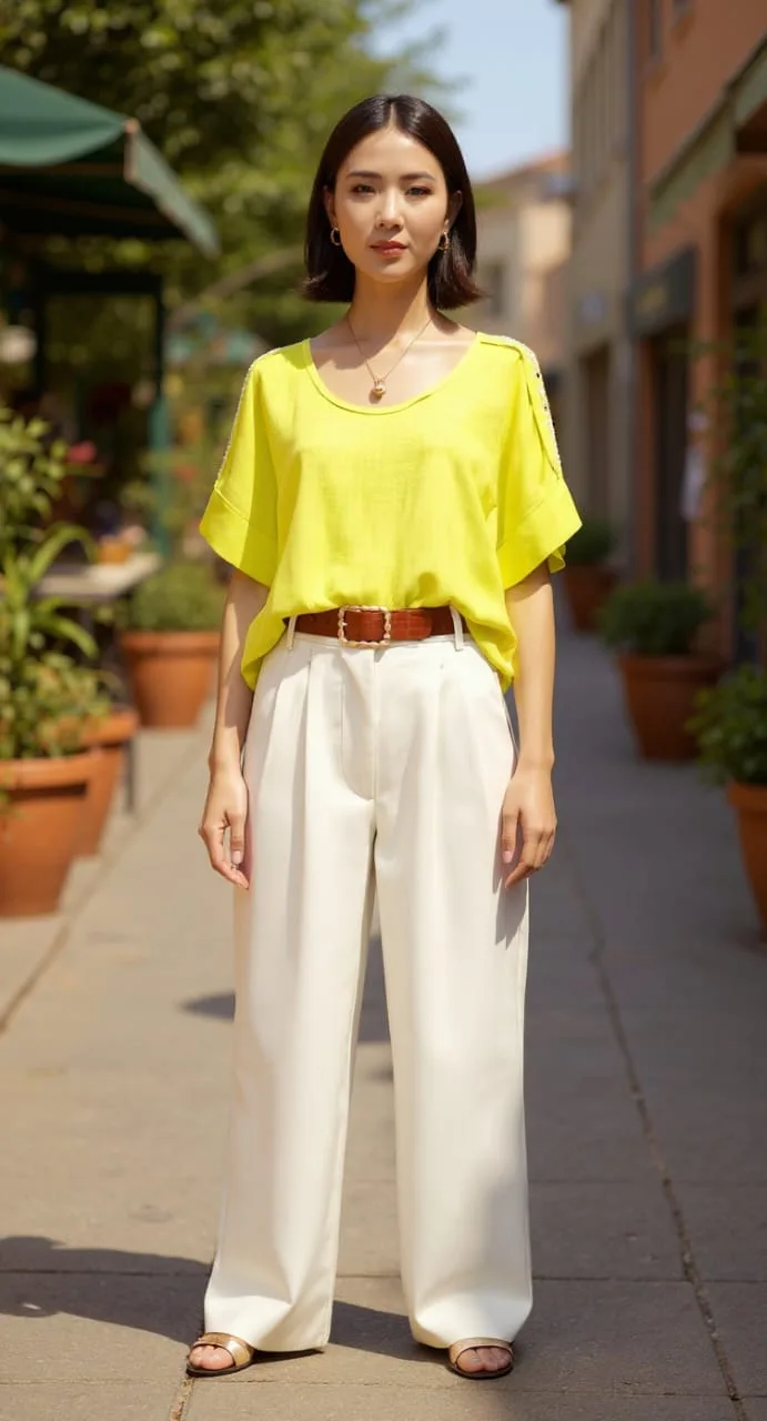 Blusa lino manga china con Brillitos en el hombro