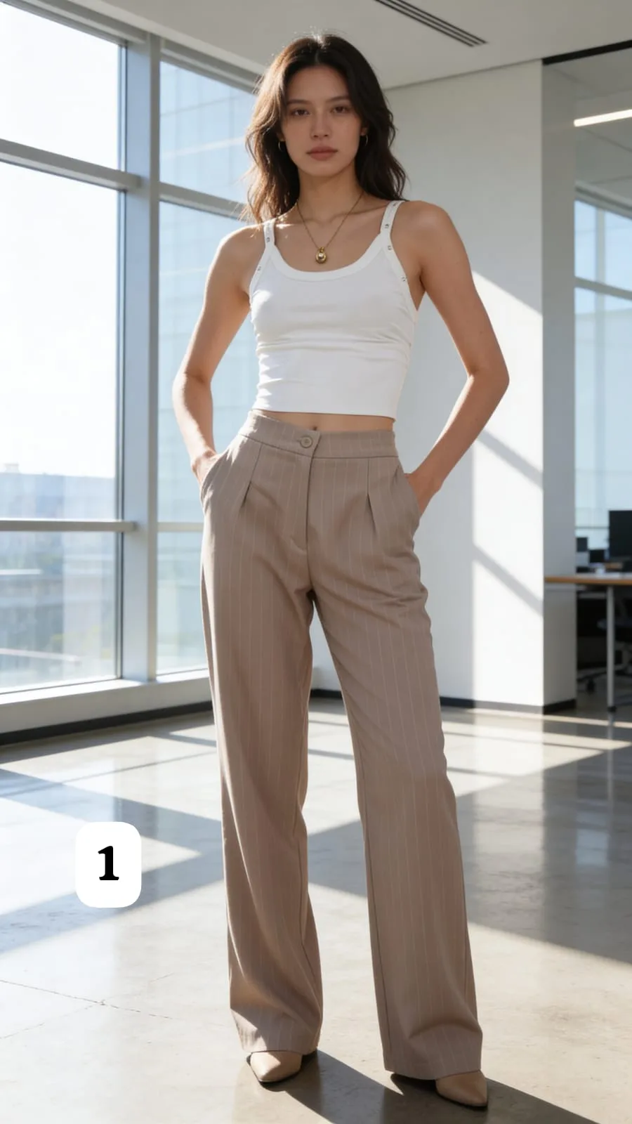 Pantalon sastrero rayado sol