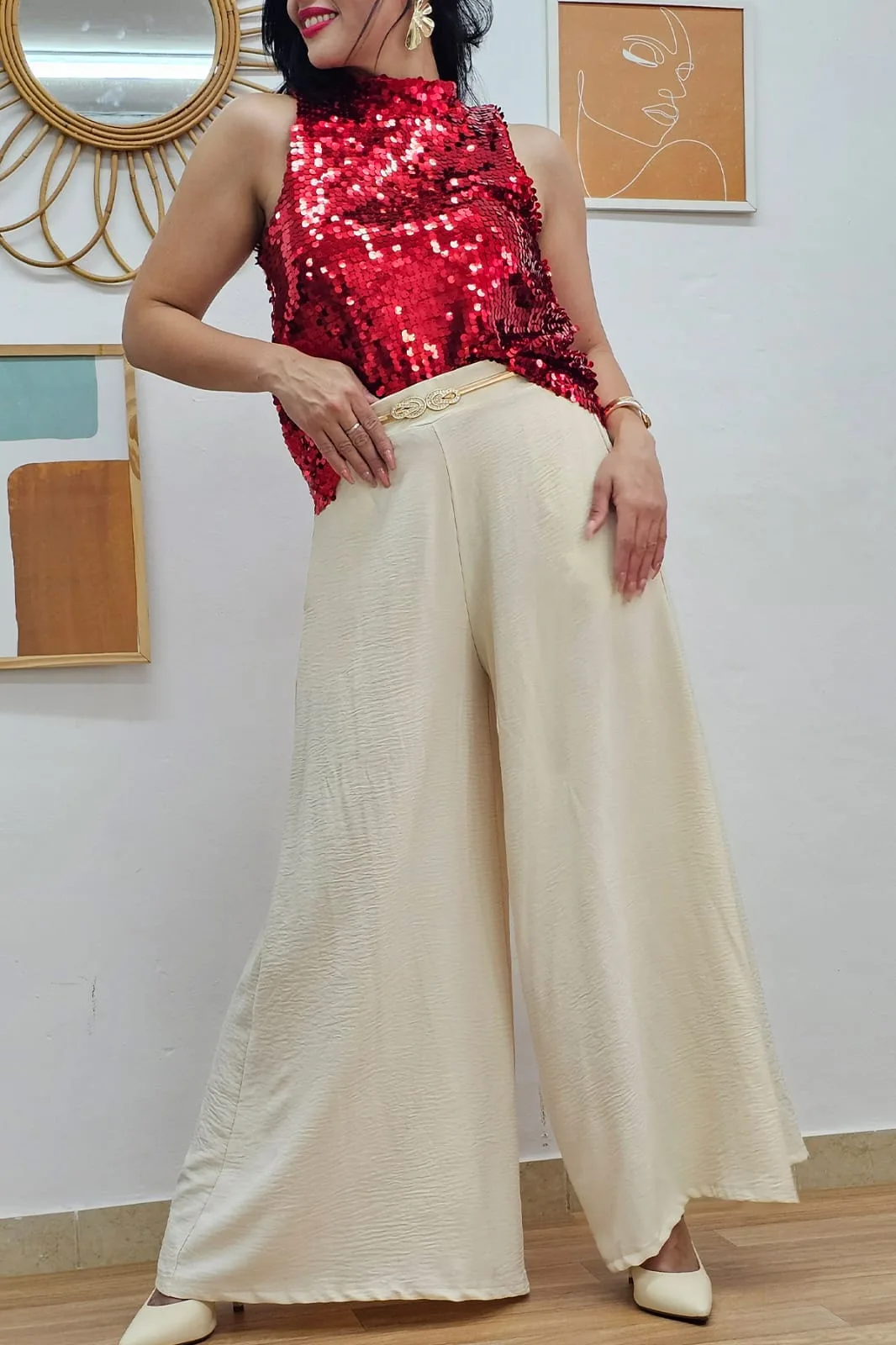 Musculosa lentejuelas grande espalda