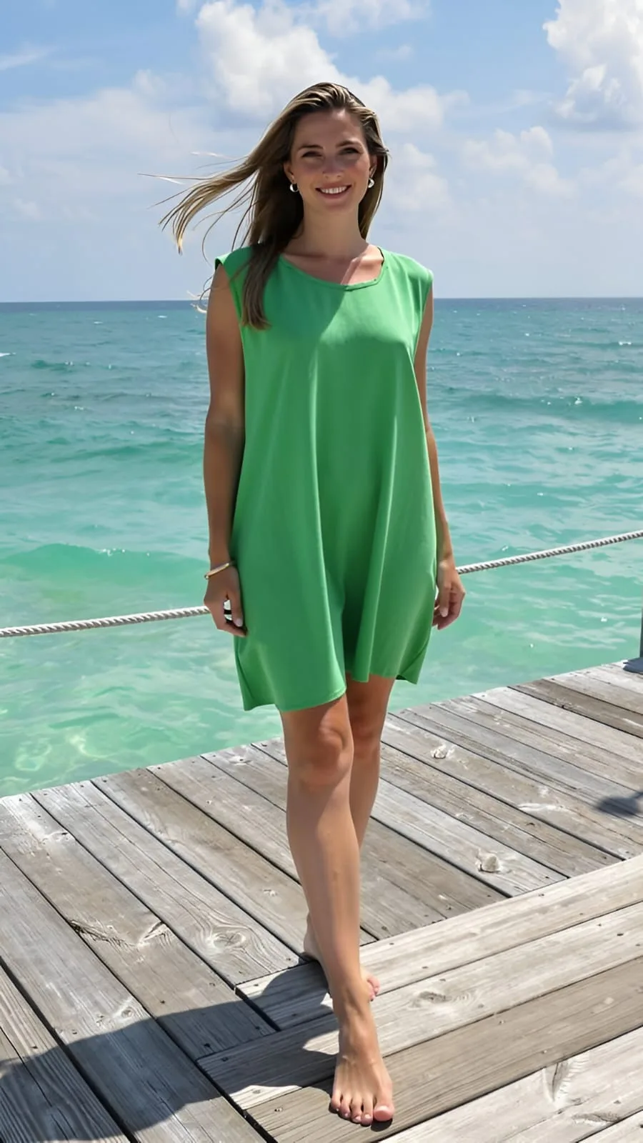 Vestido de tela Lino con bolsillo Magda