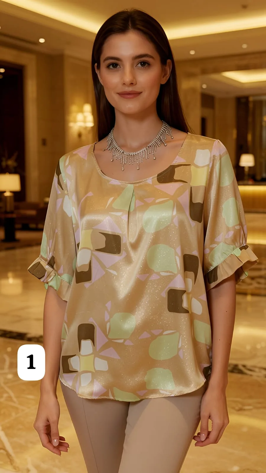 Blusa cuello redondo volados en la mangas Yamile