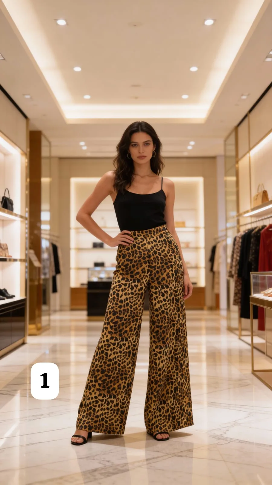 Pantalon saten premium print con elastico y bolsillo grace