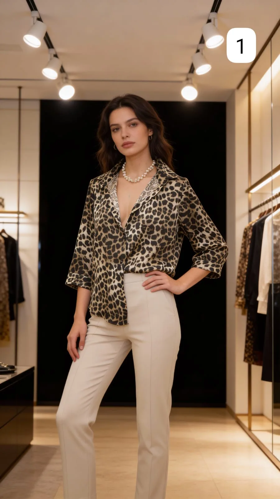 Camisa clásica 3/4 sedita print s/b Rita