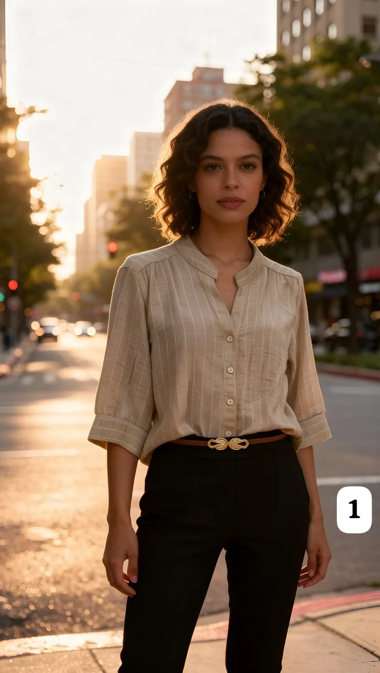 Camisa cuello mao de lino Premium rayado star