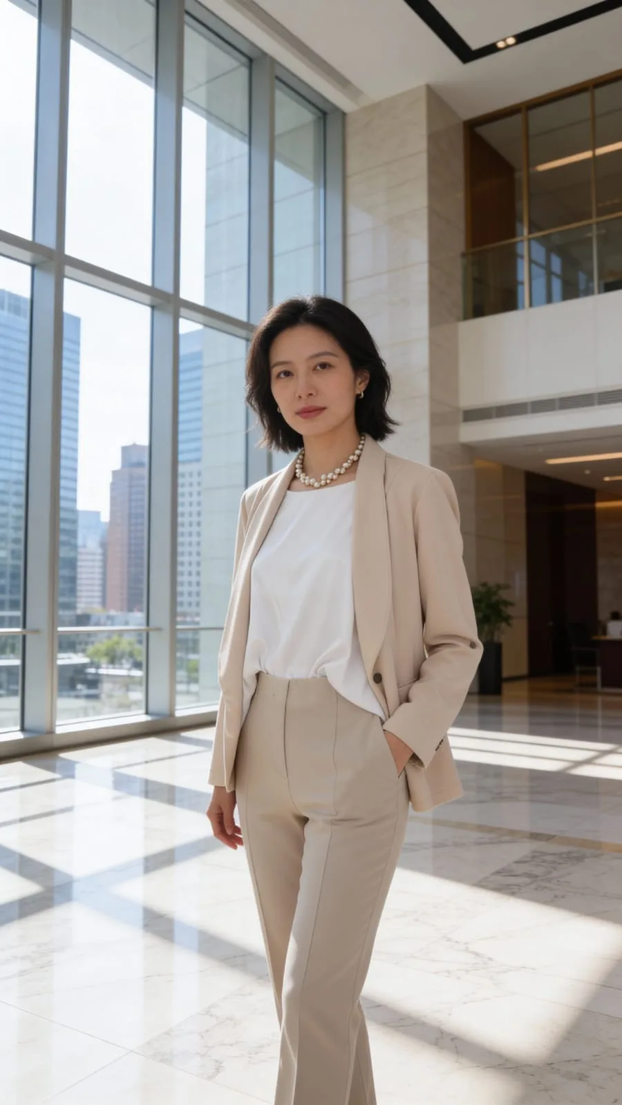 Blazer sastrero crep liso entallado Jano