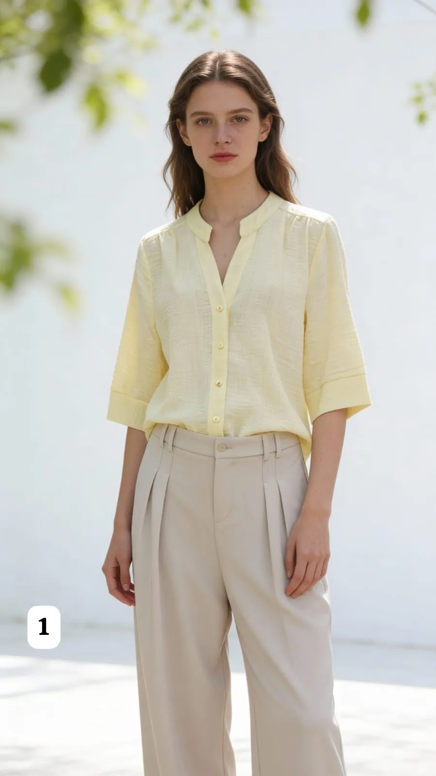 Camisa cuello mao de lino safari