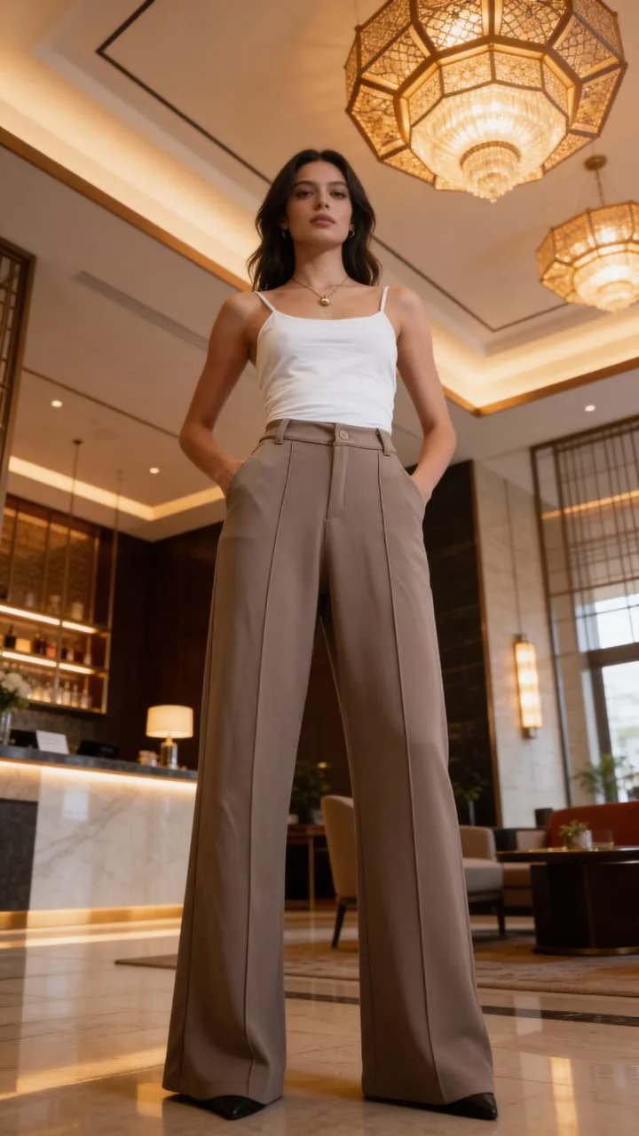 Pantalon sastrero con boton de crep 2 pinzas Lena