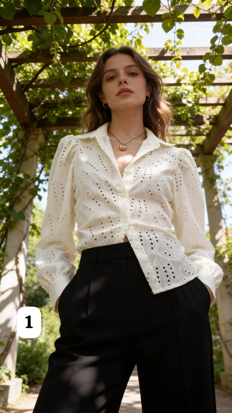 Camisa broderie  manga larga Princesa Susan