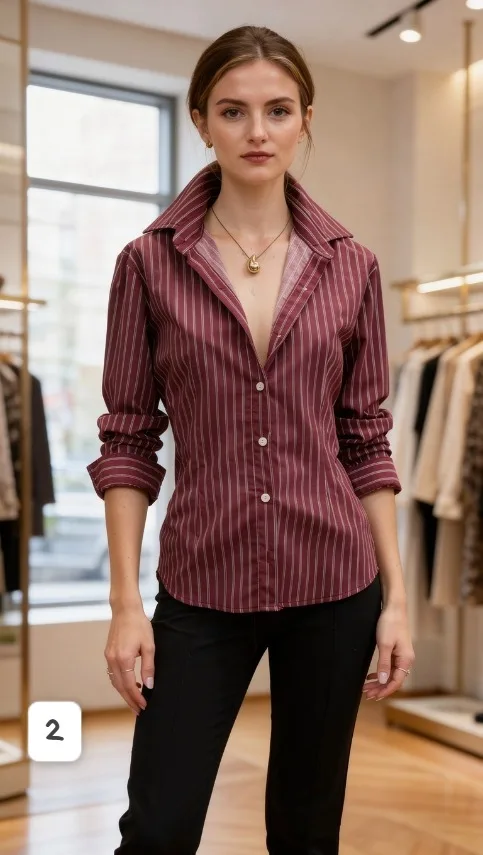 Alternative view of Camisa de poplin rayado entallado 2 pinzas joaquina