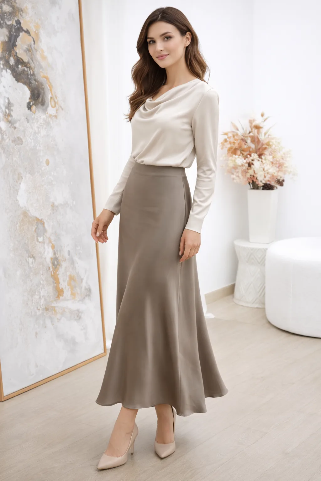 Alternative view of Pollera de satén liso sury