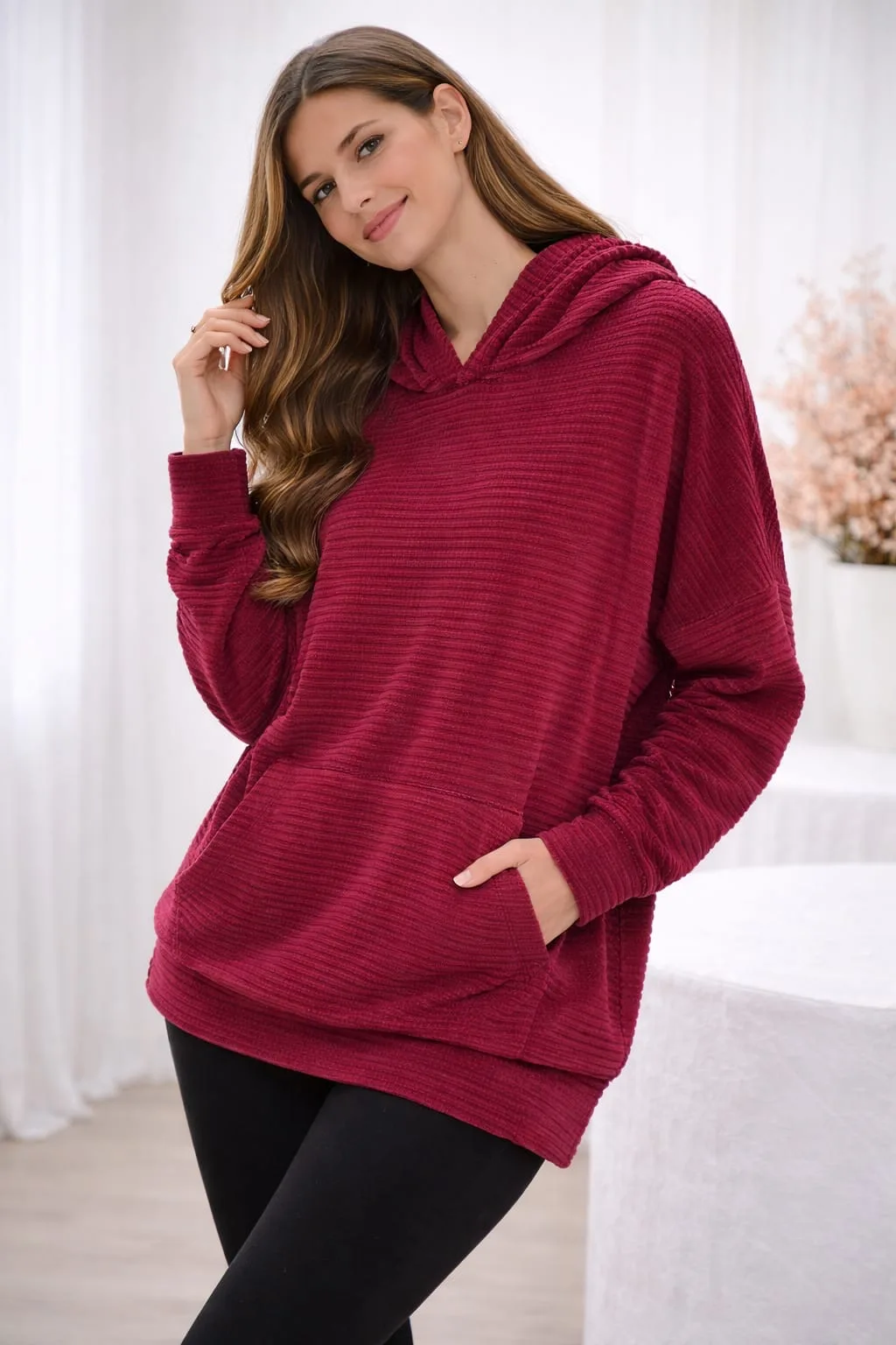 Alternative view of Maxi buzo con capucha y bolsillos tipo Plush Waffle Jimena