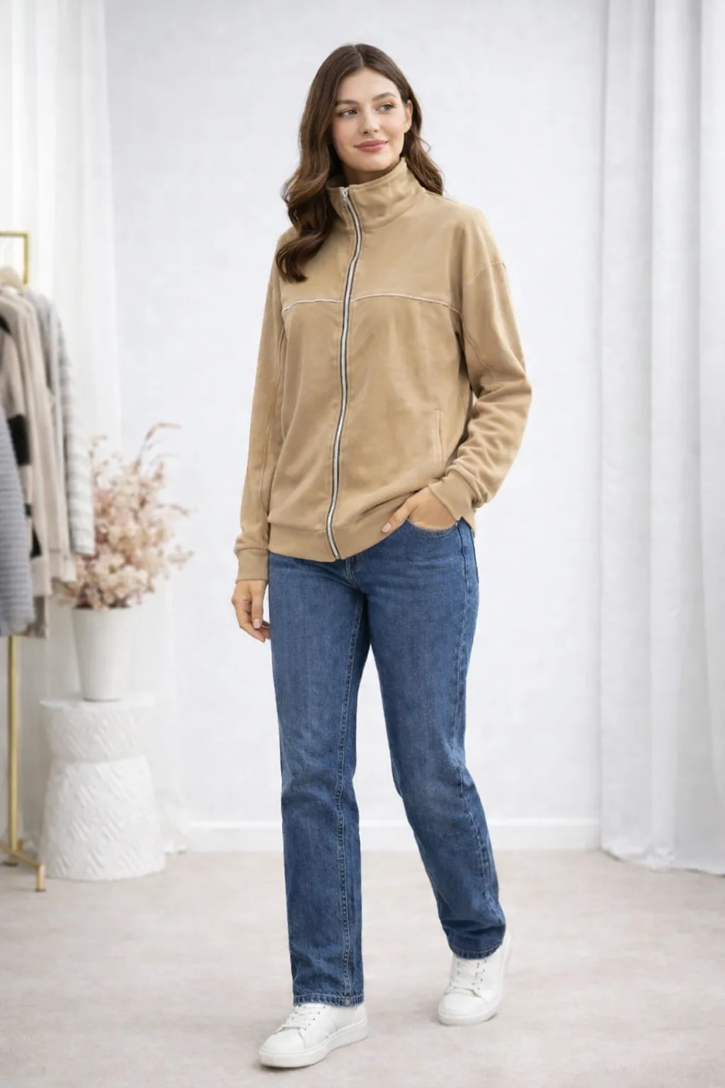 Campera de Darlon, liso con cuello media polera líneas Ender