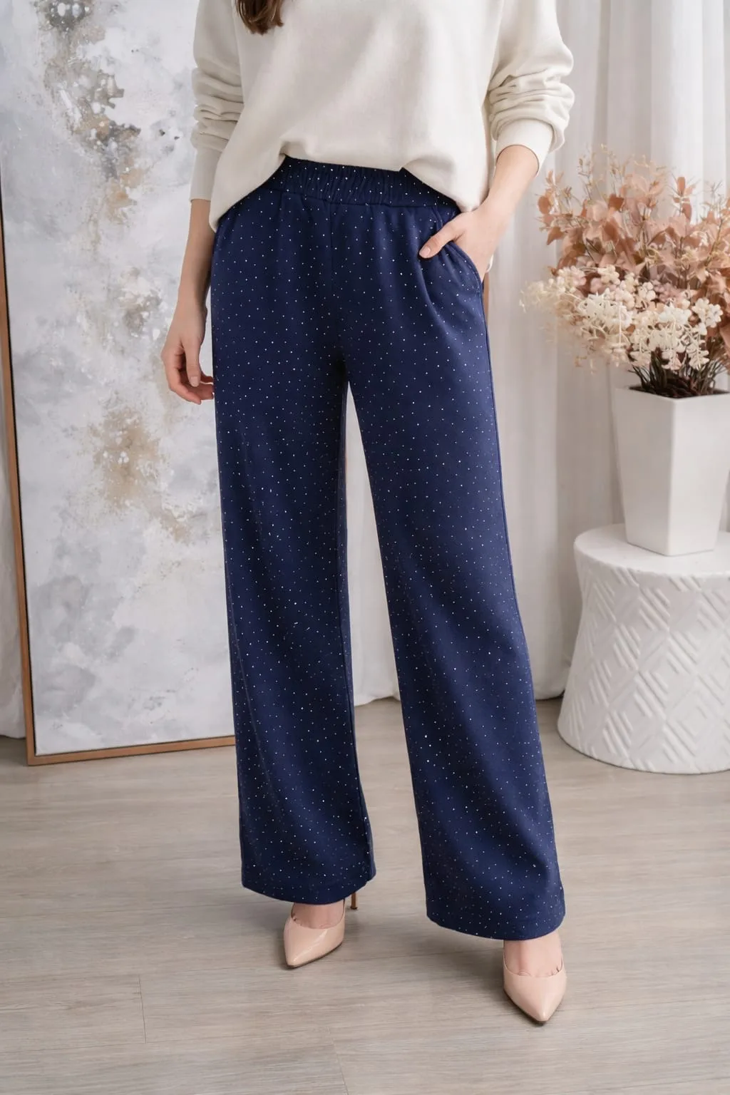 Pantalón de Darlon liso con Strass Diva
