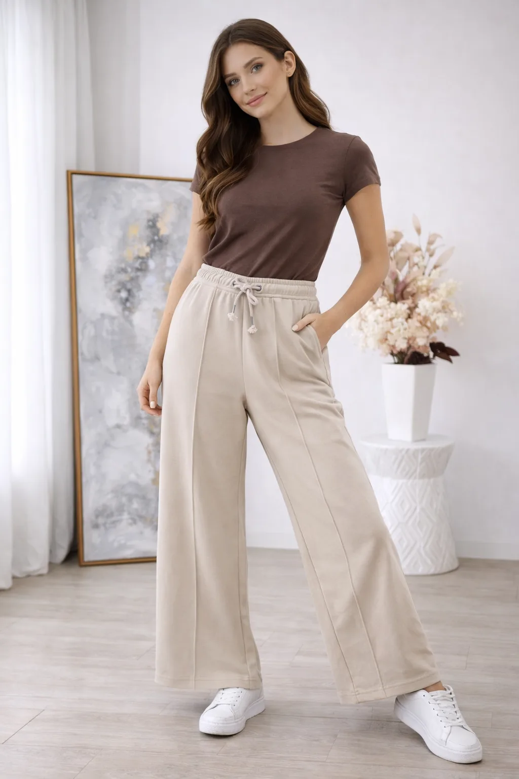 Alternative view of Pantalón de darlon liso con cordón y puntera samanta