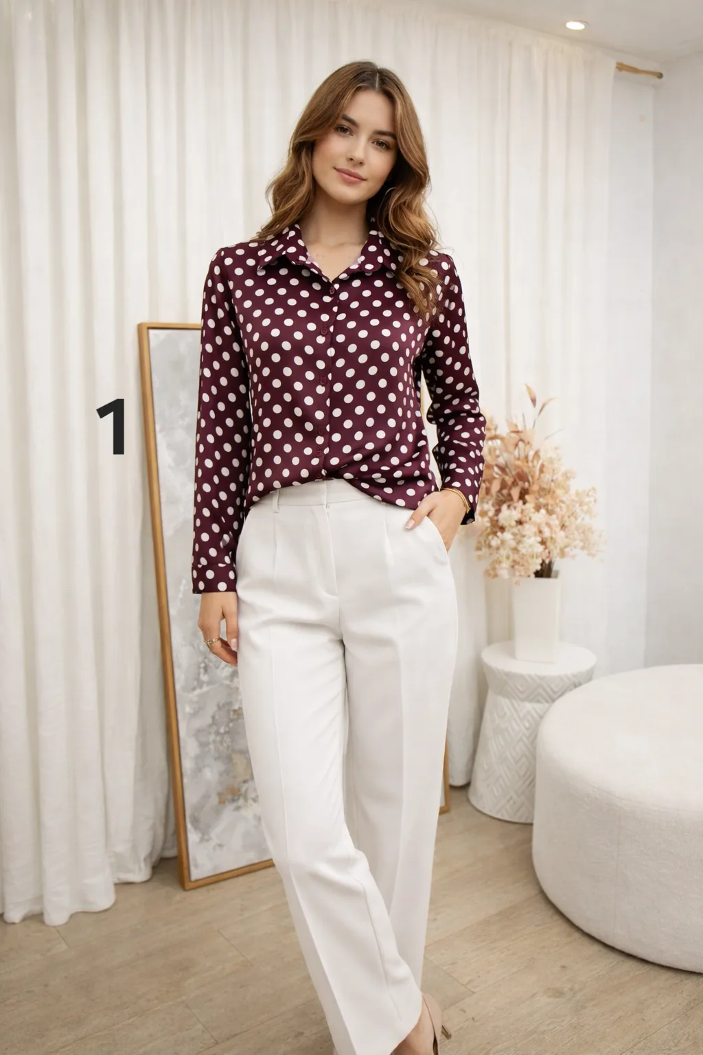 Camisa saten premiun Estampado m/l Emi