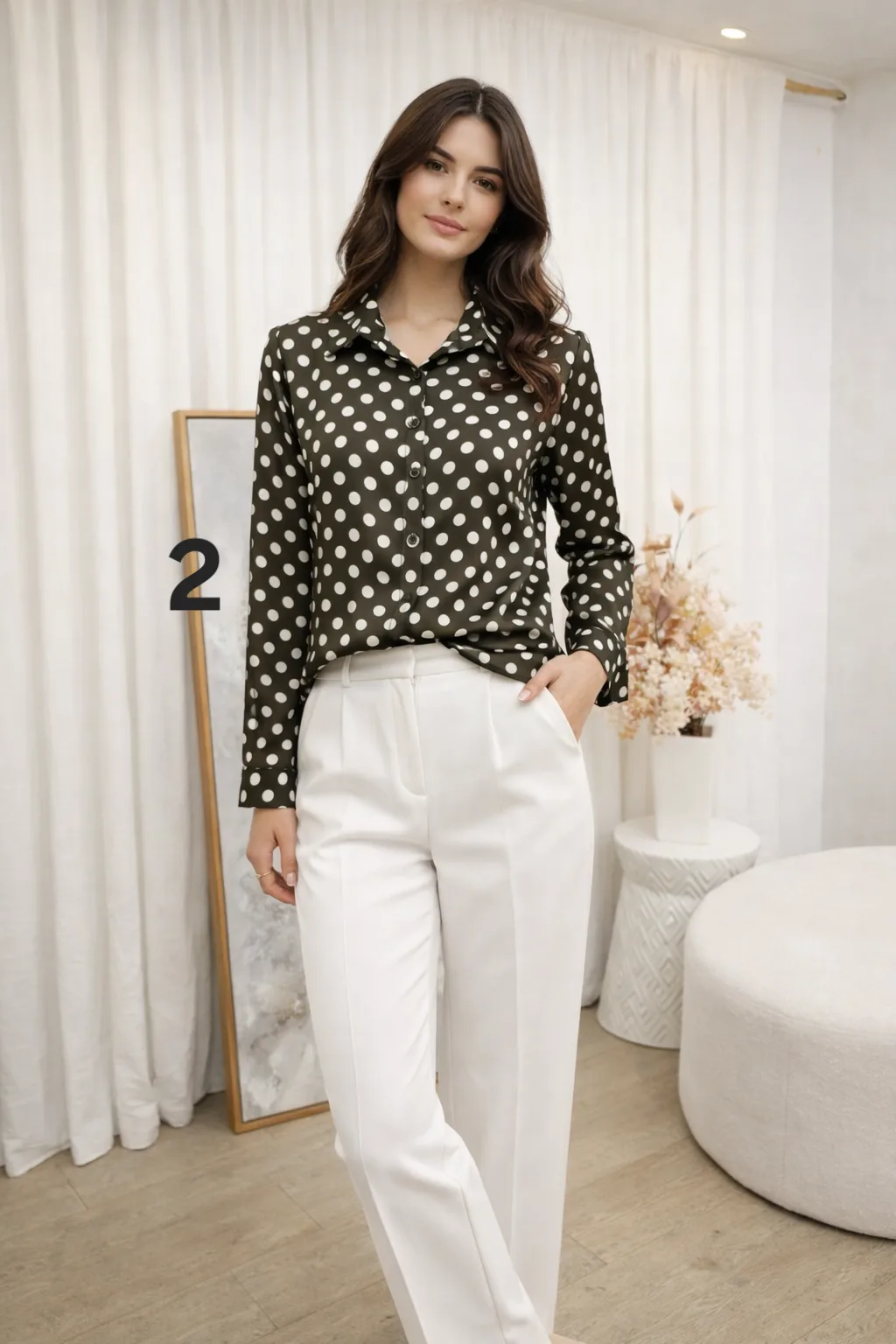 Alternative view of Camisa saten premiun Estampado m/l Emi