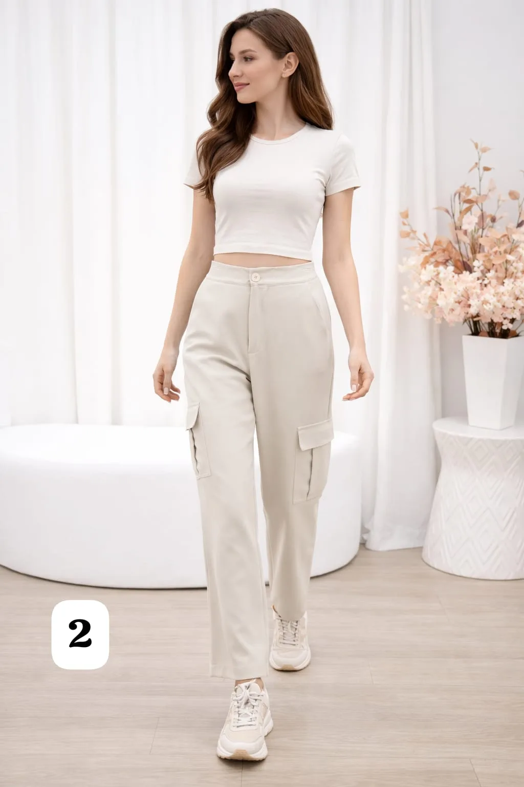 Alternative view of Pantalon cargo tela sastrera