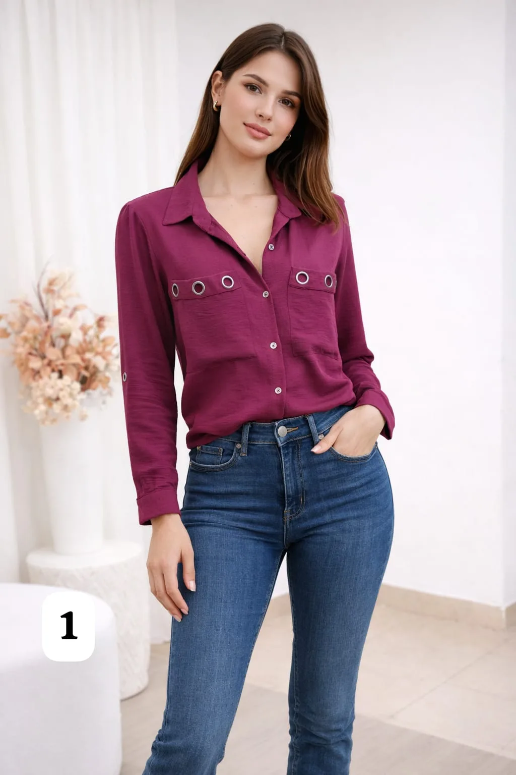 Camisa cey manga larga arandelas