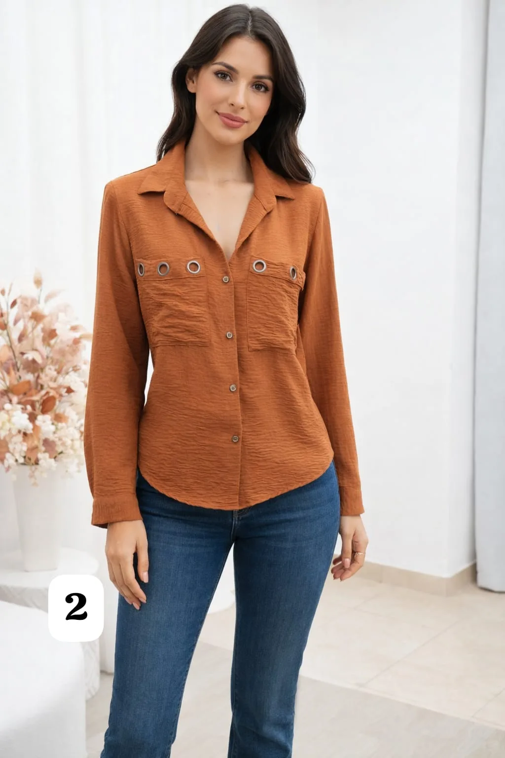 Alternative view of Camisa cey manga larga arandelas