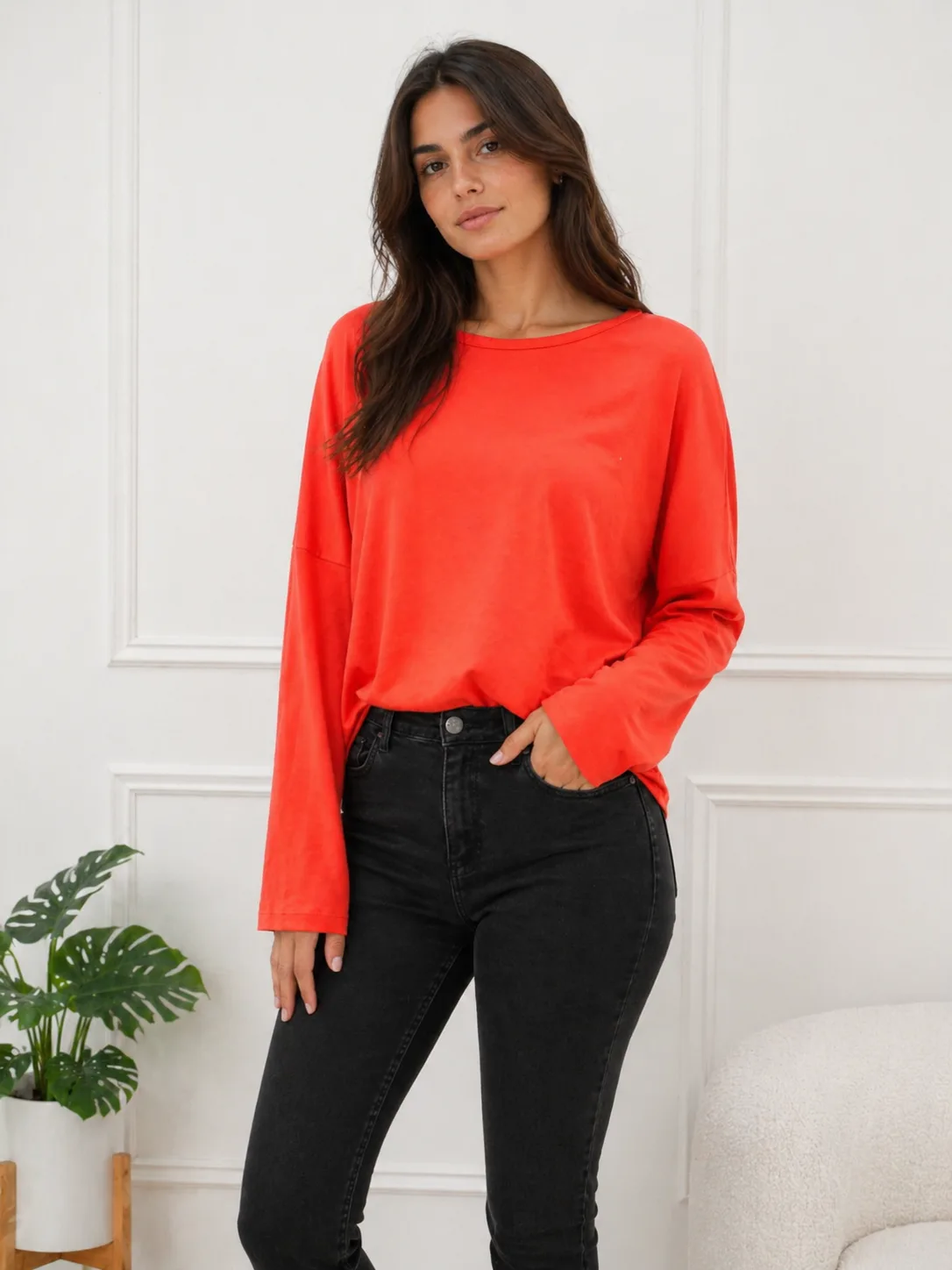 Alternative view of Blusa manga larga de modal soft cuello redondo Adara