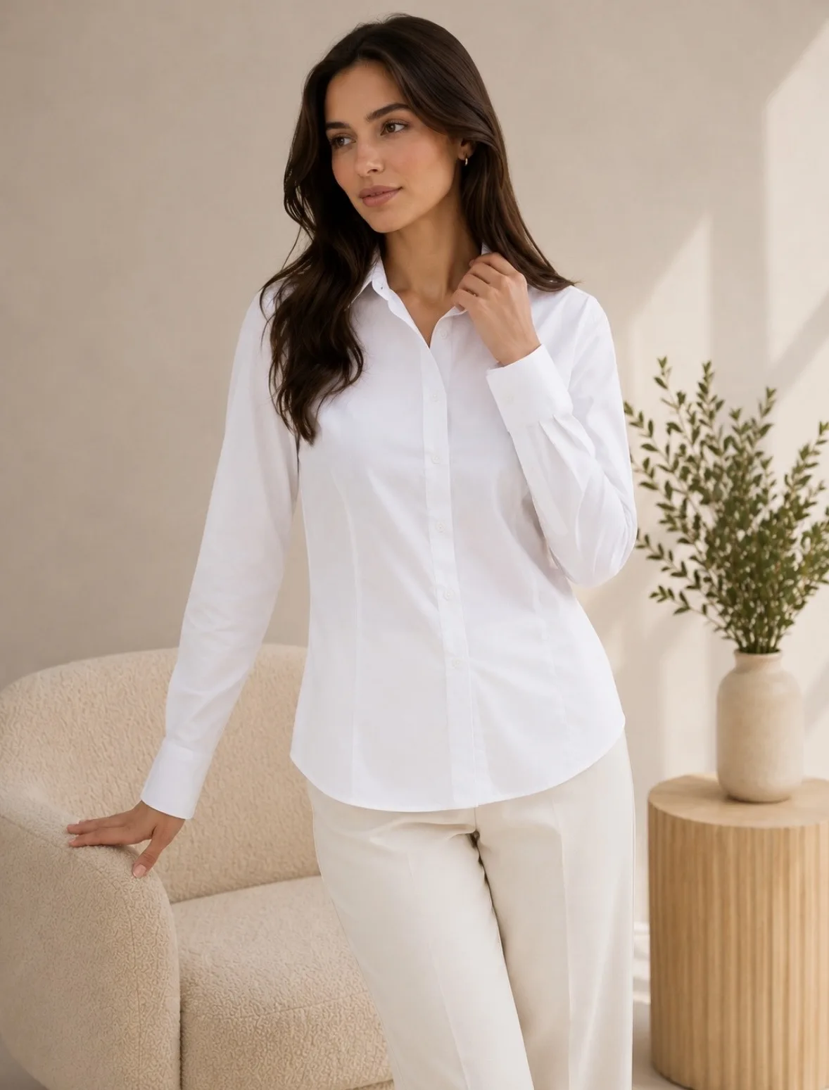 Camisa poplin con pinzas manga larga naiara