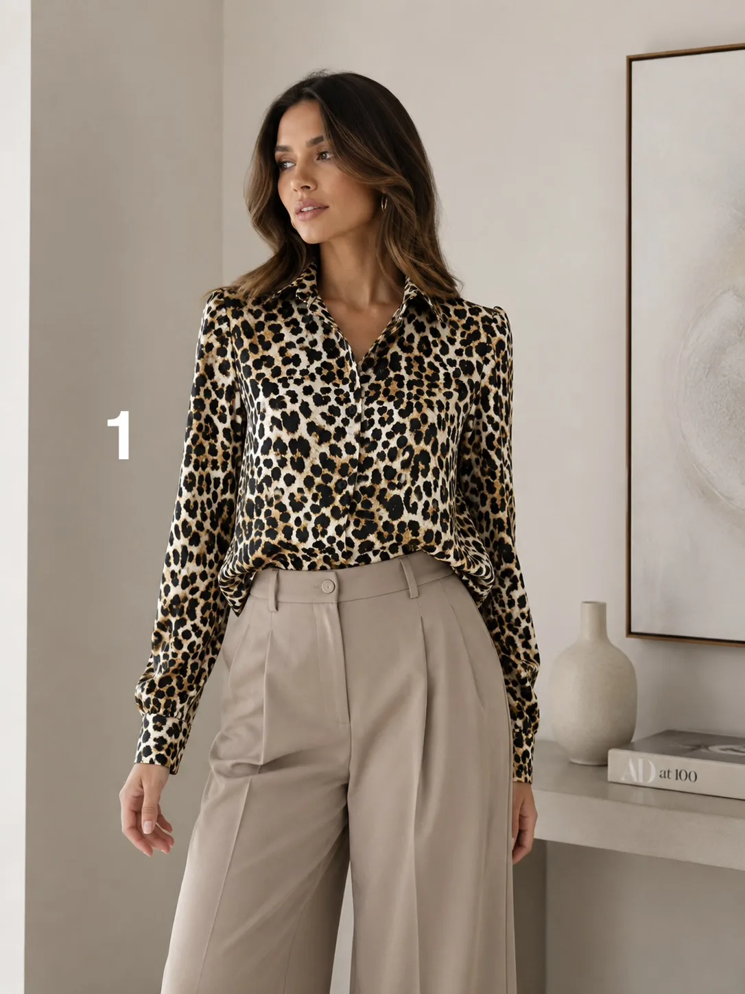 Camisa Clasica M/L Princesa De Saten Premium Animal Print Zaya