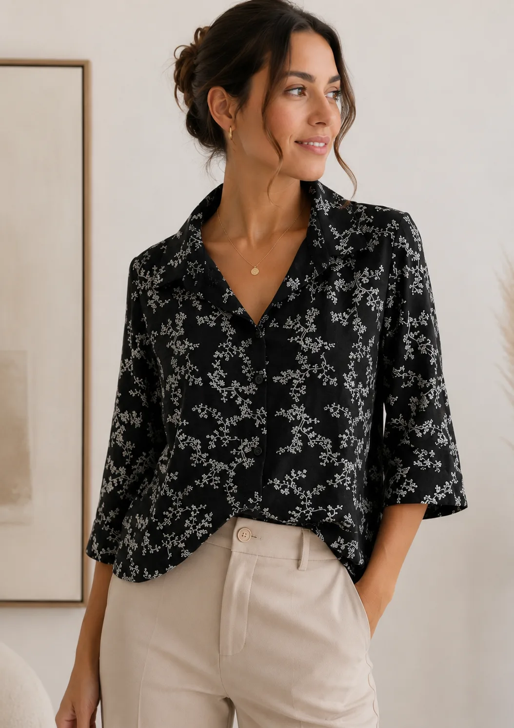 Camisa clásica manga 3/4 de cey Brodery Estampado Tati