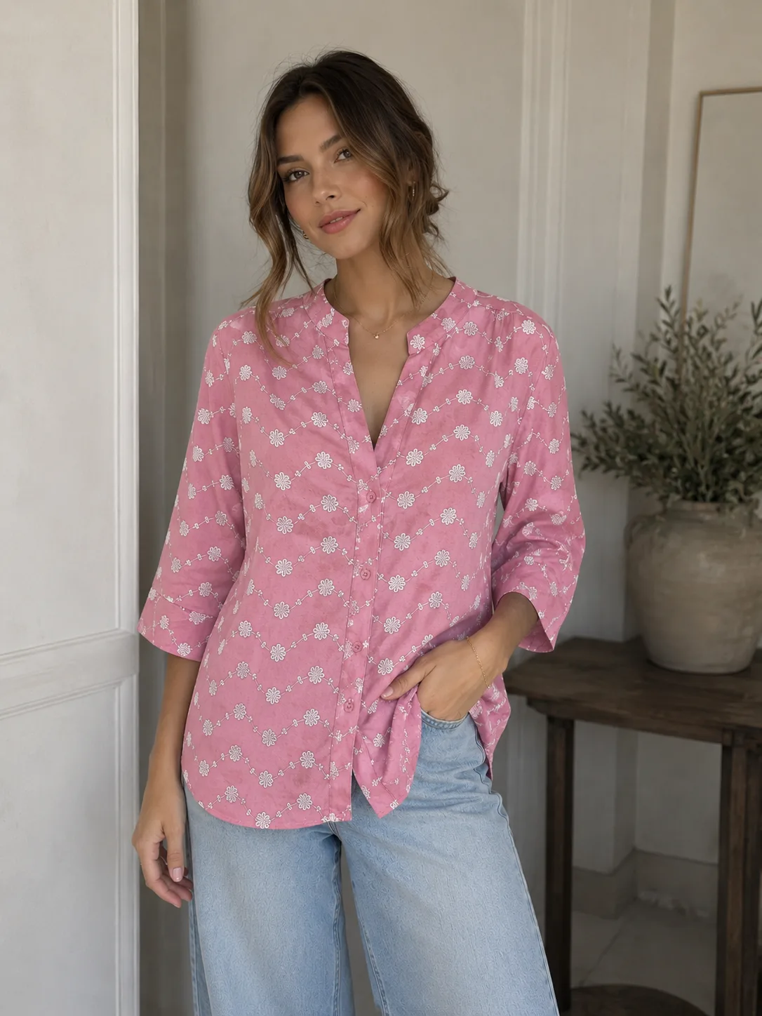 Alternative view of Camisa cuello mao manga 3/4 de cey estampado