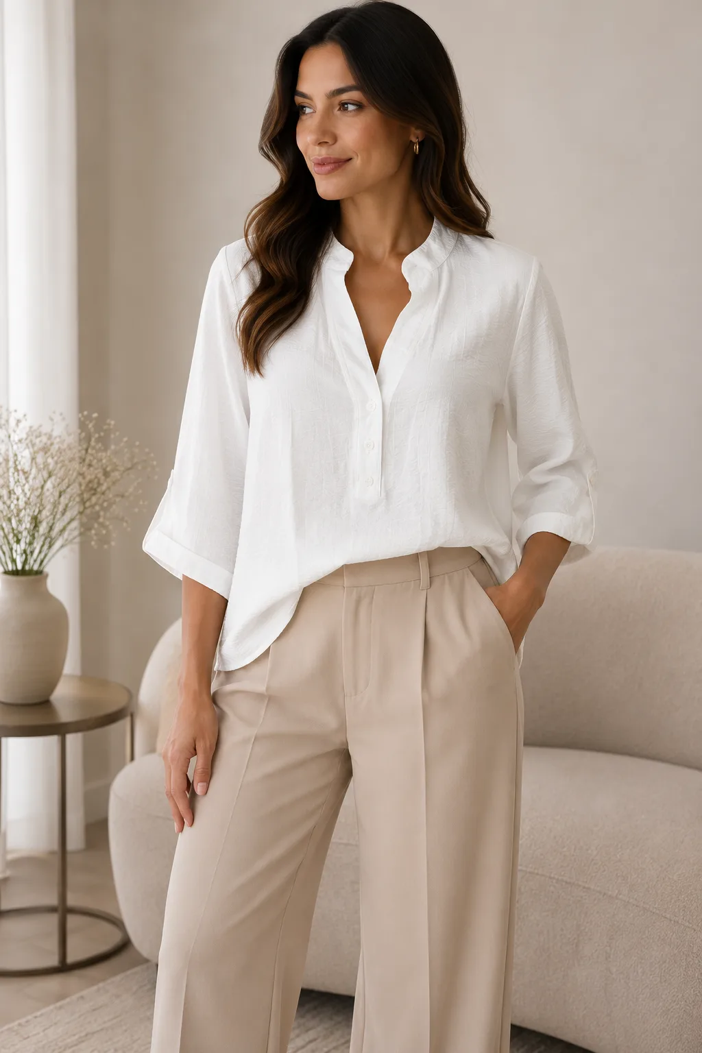 Camisola manga 3/4 de tela Manila Taty