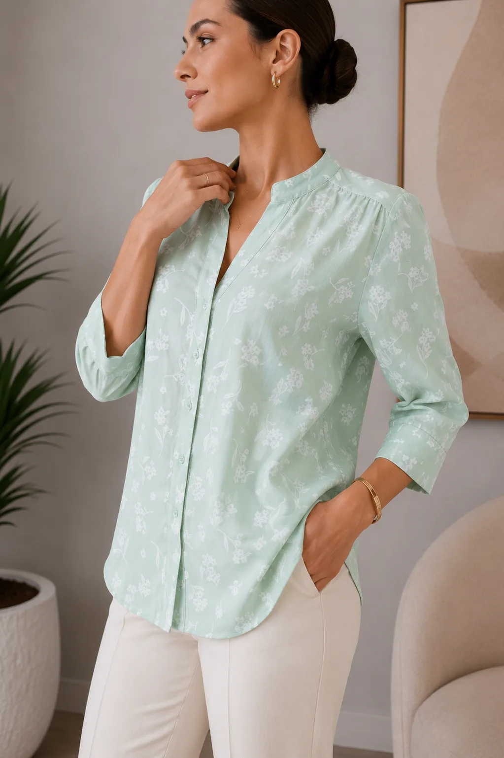 Alternative view of Camisa cuello mao manga 3/4 de cey estampado