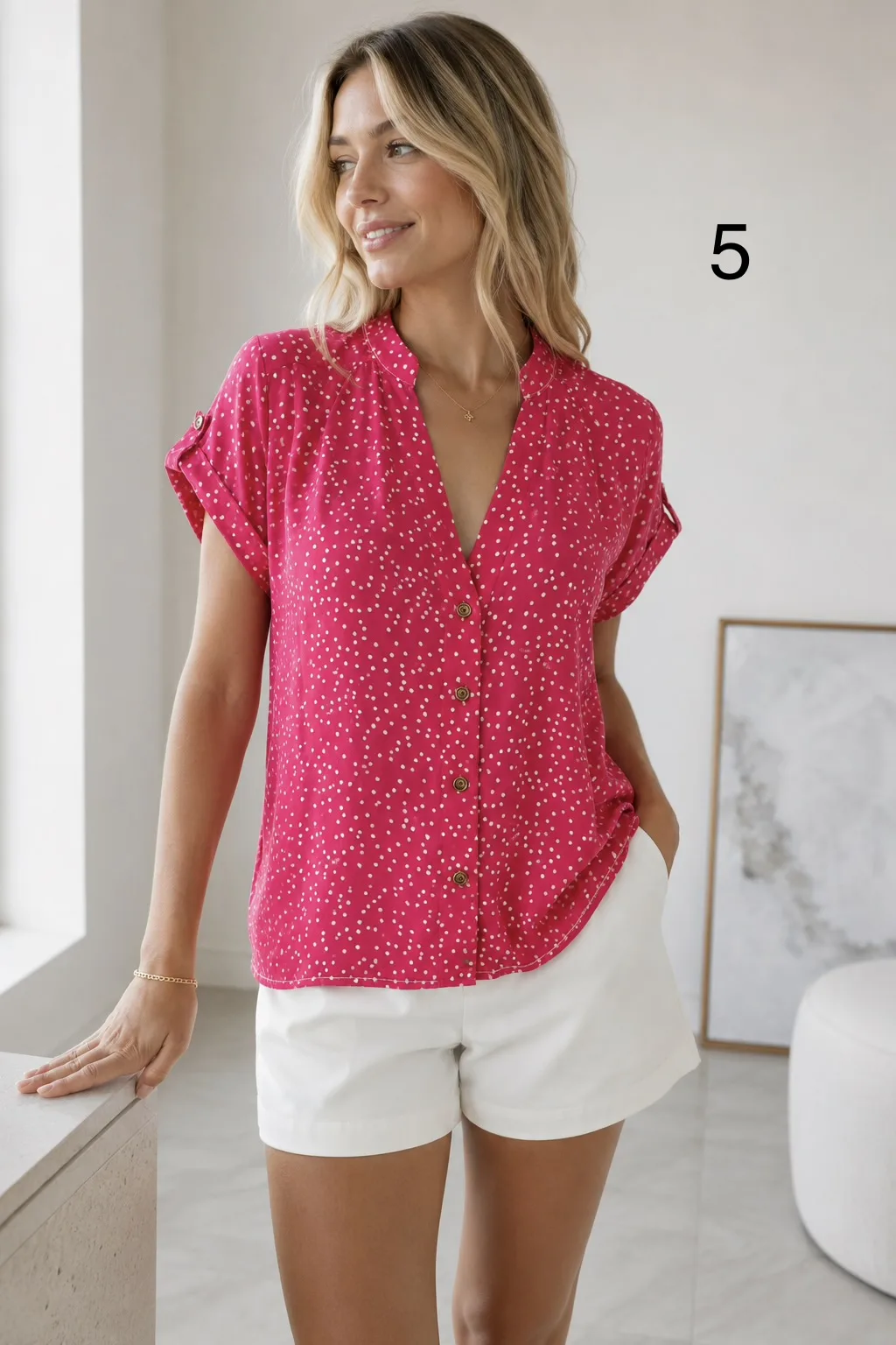 Alternative view of Camisa Fibrana cuello mao manga corta Dani