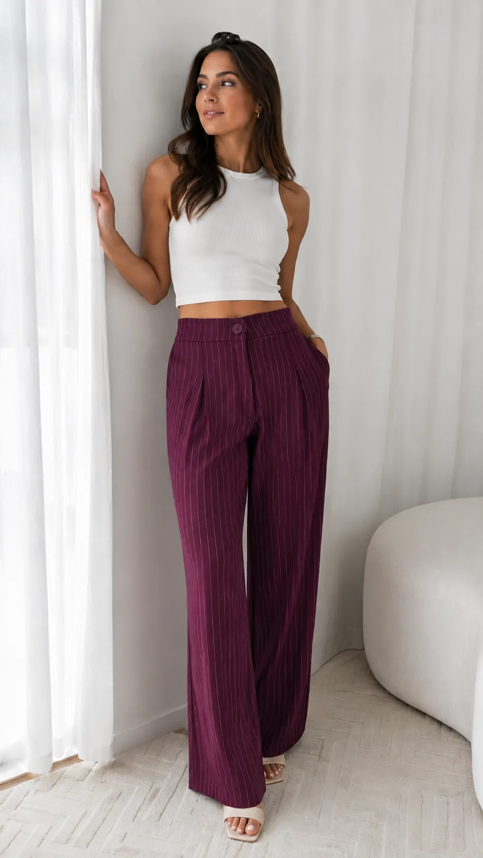 Pantalón sastrero rayado sol
