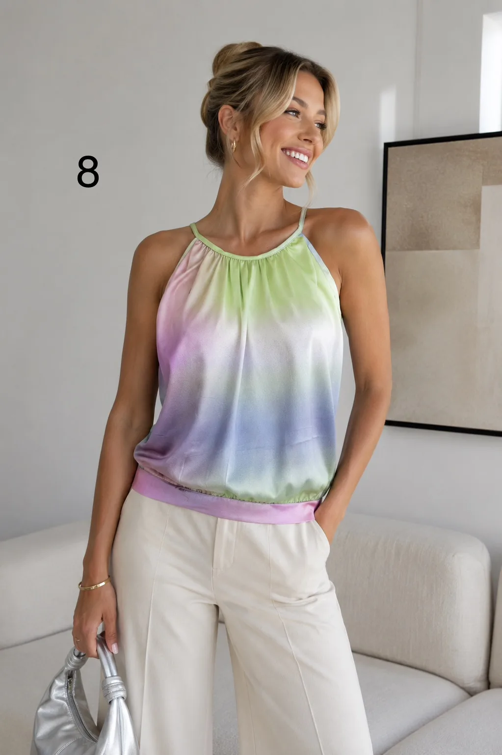 Alternative view of Musculosa de satén con lazo en la espalda PERLA  (parte 2)