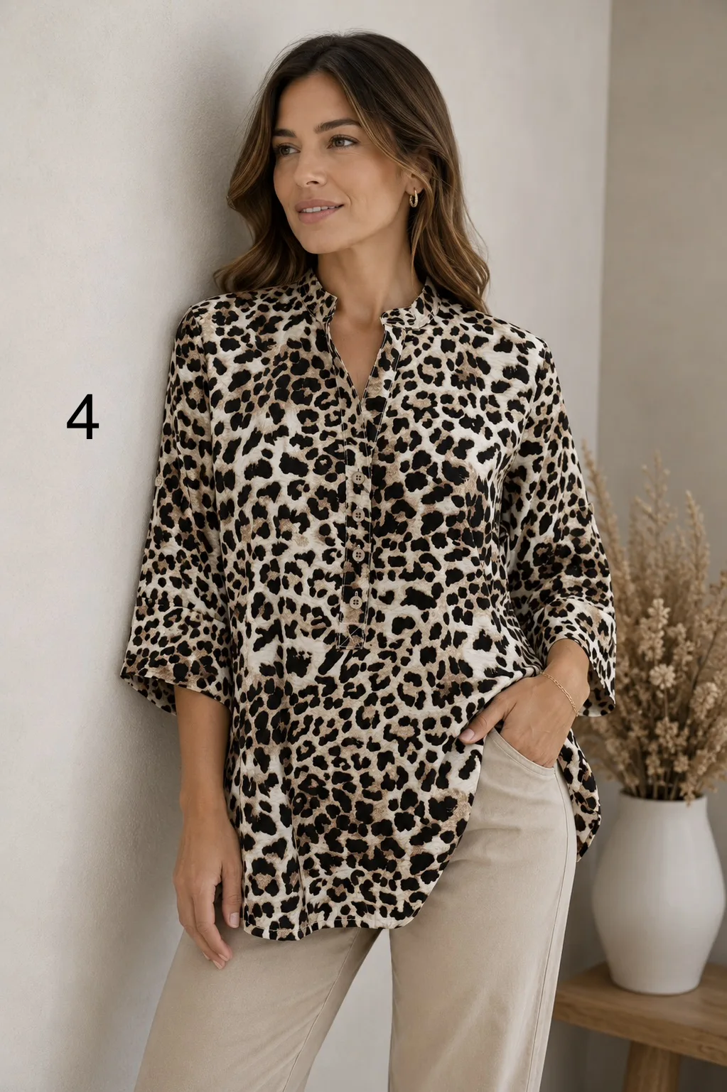 Alternative view of Camisola manga 3/4 cuello mao de emilia estampada Kamil
