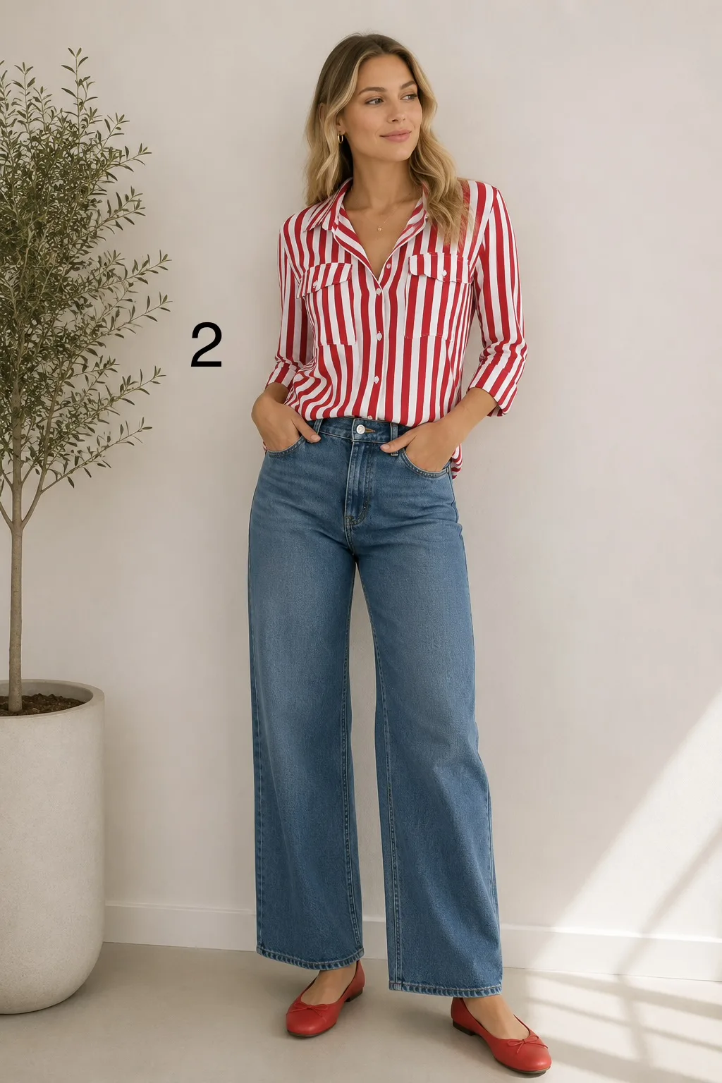 Alternative view of Camisa Fibrana estampada dos bolsillos Muna