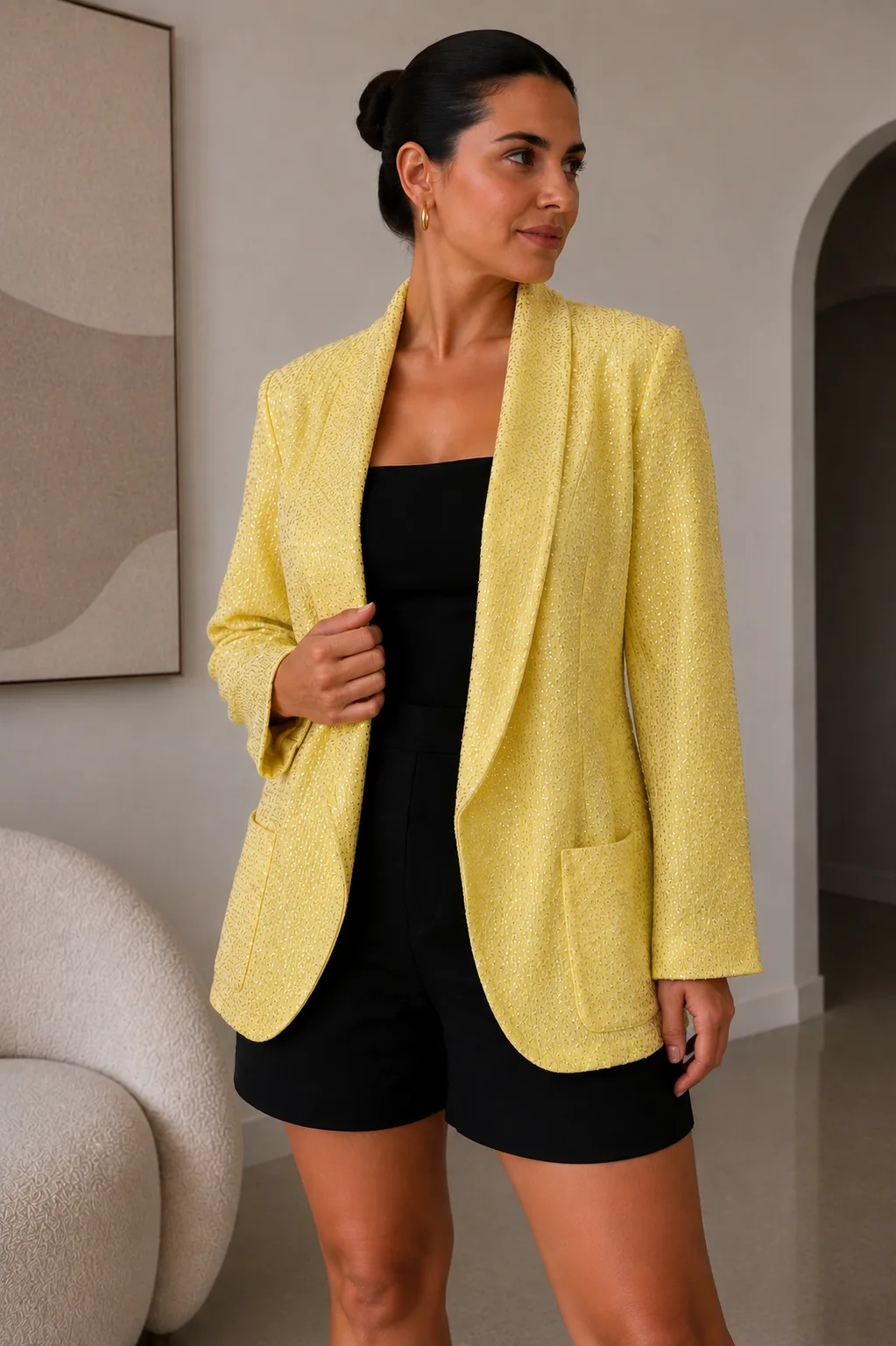 Blazer entallado bambula hawaiana con glitter Margot