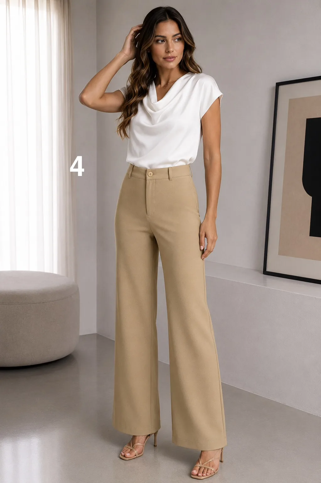 Pantalón sastrero Nuevo sin bolsillo con pinzas Atrás linda