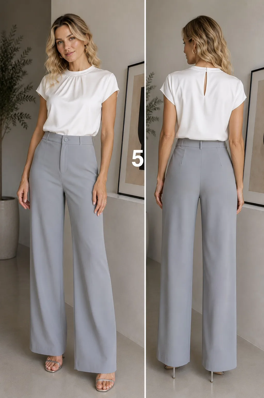 Alternative view of Pantalón sastrero Nuevo sin bolsillo con pinzas Atrás linda