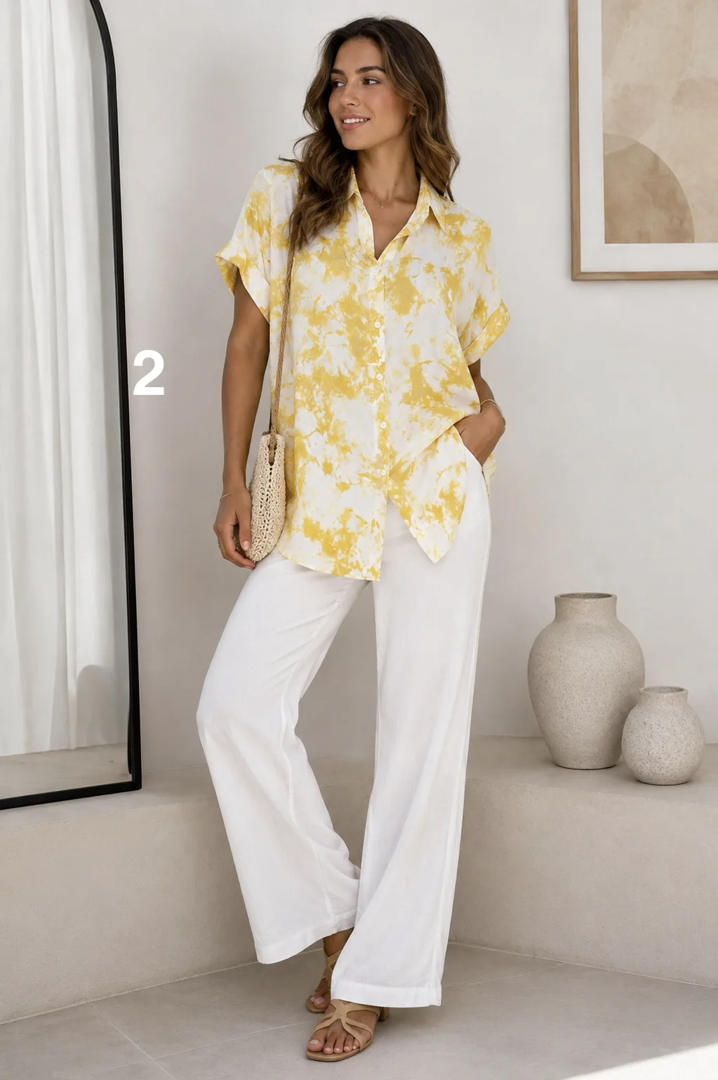 Alternative view of Camisero manga corta de Fibrana estampada GIRASOL (parte 1)